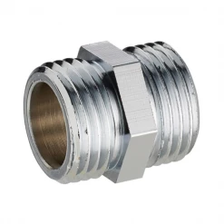 Noyon Et Thiebault Raccord Chromé Mamelon Double Mâle égal - M 15 X 21 - Laiton Chromé - Noyon & Thiebault