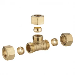 Noyon Et Thiebault Raccord Bicône Ou Joint Mixte Raccord En Té Bicône égal Pour Tube En Cuivre - D14 Mm À Visser