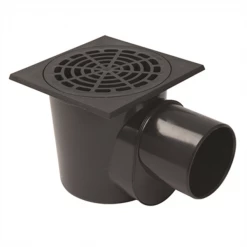 Caniveaux Siphon à Panier Sortie Horizontale PVC à Sceller - Gris Anthracite - 200 X 200 Mm - Ø Mâle 110 Mm - Ø Femelle 100 Mm NICOLL SCP1110